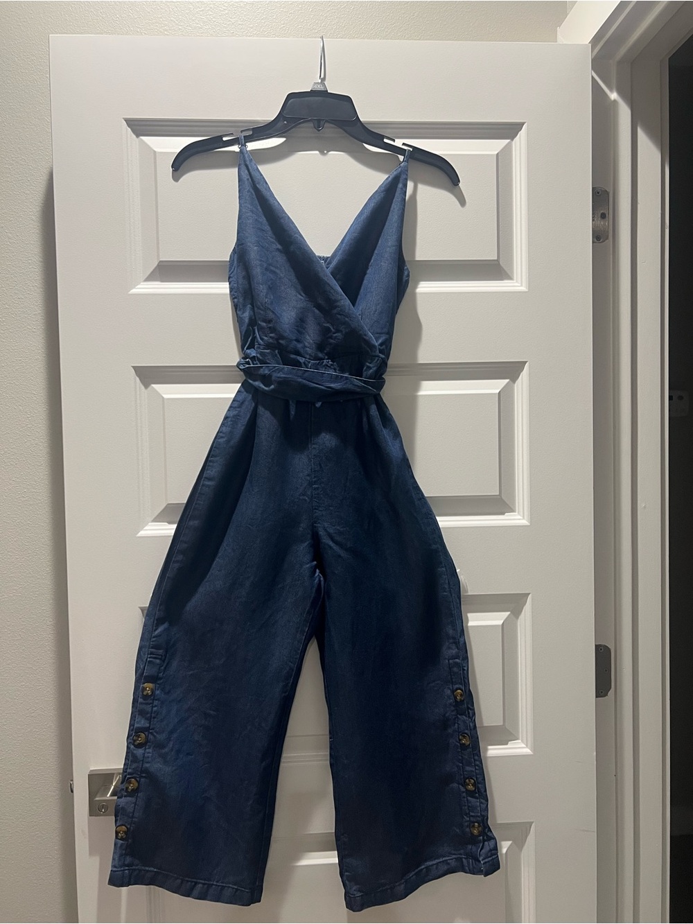 Habitual Navy Deep V Wide-Leg Jumpsuit